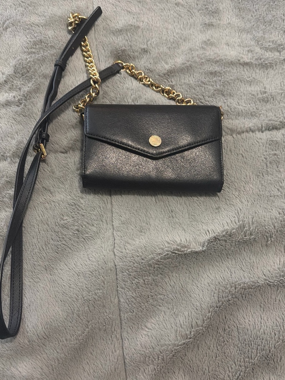 Michael Kors Black Crossbody Wallet with Gold Chain Strap